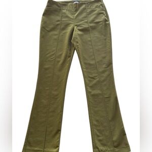 Express Olive Columnist Barely Boot Trousers Side Zip Pintuck Mid Rise Sz 8